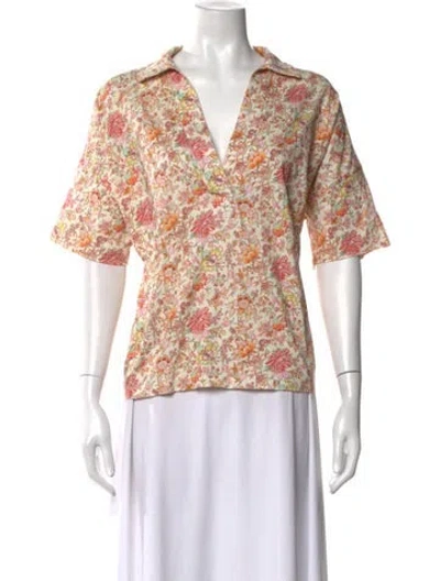 Pre-owned Rachel Comey Floral Print V-neck Blouse In Multi