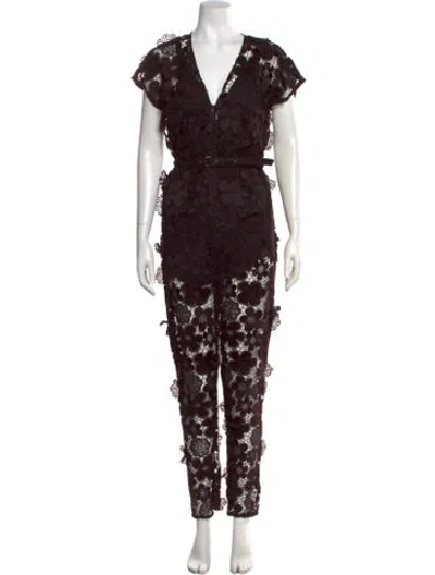 Pre-owned Rachel Comey Floral Print V-neck Jumpsuit W/ Tags In Brown