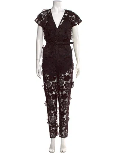 Pre-owned Rachel Comey Floral Print V-neck Jumpsuit W/ Tags In Brown