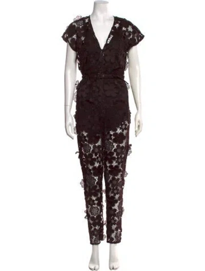 Pre-owned Rachel Comey Floral Print V-neck Jumpsuit W/ Tags In Brown