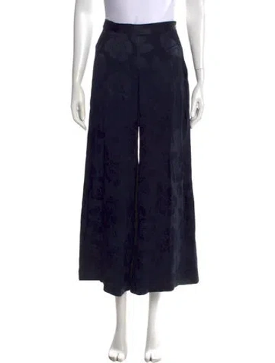 Pre-owned Rachel Comey Floral Print Wide Leg Pants In Black