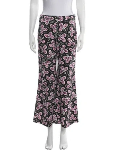 Pre-owned Rachel Comey Floral Print Wide Leg Pants In Black