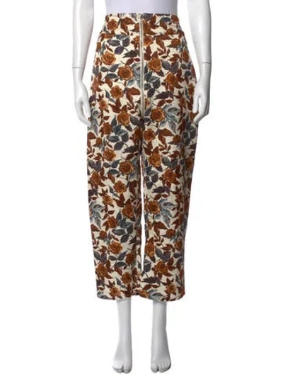 Pre-owned Rachel Comey Floral Print Wide Leg Pants In Neutral