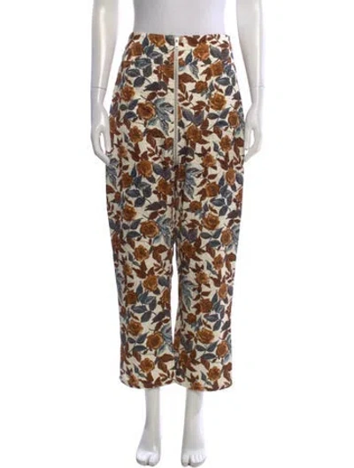 Pre-owned Rachel Comey Floral Print Wide Leg Pants W/ Tags In Brown