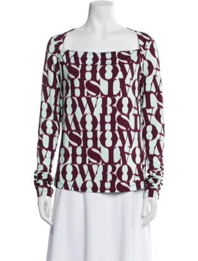 Pre-owned Rachel Comey Graphic Print Square Neckline Top W/ Tags In Purple
