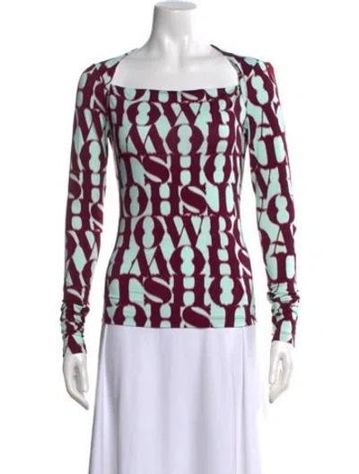 Pre-owned Rachel Comey Graphic Print Square Neckline Top W/ Tags In Purple