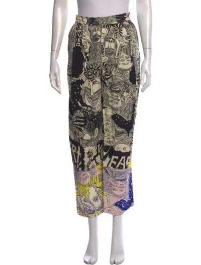 Pre-owned Rachel Comey Graphic Print Wide Leg Pants In Neutrals