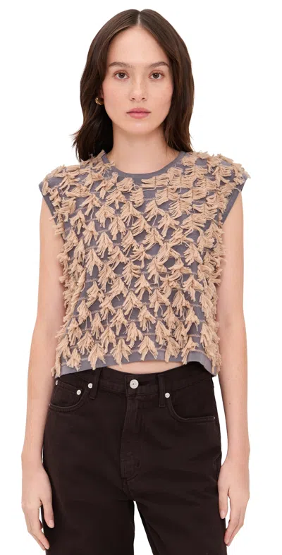 Rachel Comey Hazlitt Fringe Top Dusty Mauve/blush In Multi