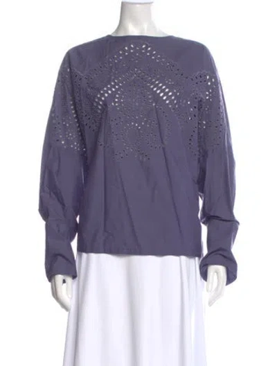 Pre-owned Rachel Comey Lace Pattern Bateau Neckline Blouse In Purple
