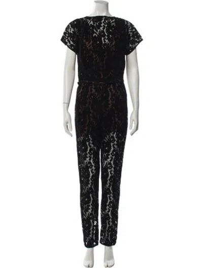 Pre-owned Rachel Comey Lace Pattern Bateau Neckline Jumpsuit In Black