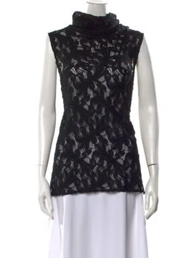 Pre-owned Rachel Comey Lace Pattern Turtleneck Top In Black