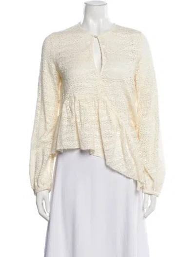 Pre-owned Rachel Comey Lace Pattern V-neck Blouse In Neutral