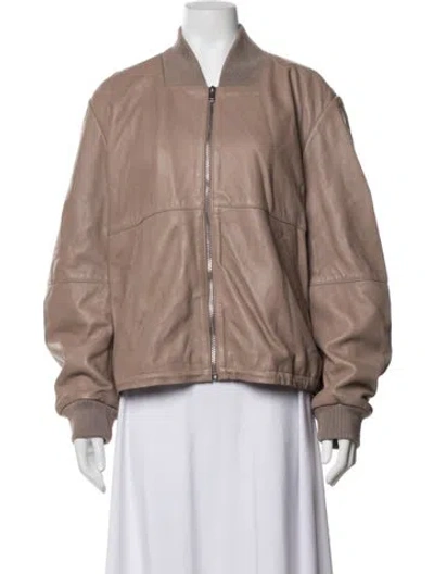 Pre-owned Rachel Comey Lamb Leather Bomber Jacket In Neutrals