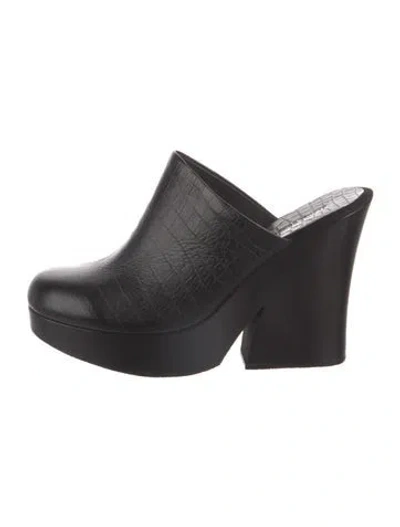 Pre-owned Rachel Comey Leather Animal Print Mules In Black