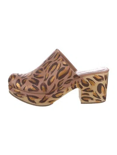Pre-owned Rachel Comey Leather Animal Print Mules In Brown