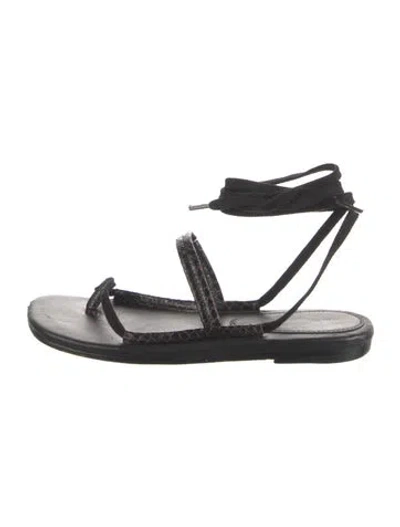 Pre-owned Rachel Comey Leather Animal Print Sandals In Black