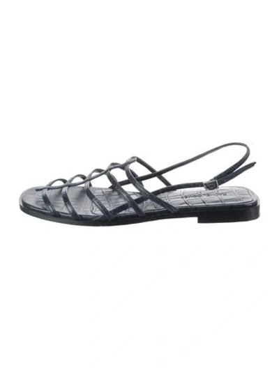 Pre-owned Rachel Comey Leather Animal Print Sandals In Blue