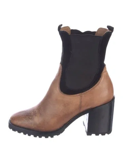 Pre-owned Rachel Comey Leather Colorblock Pattern Chelsea Boots In Blue