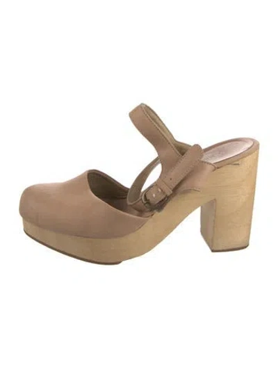 Pre-owned Rachel Comey Leather Colorblock Pattern Mules In Neutral