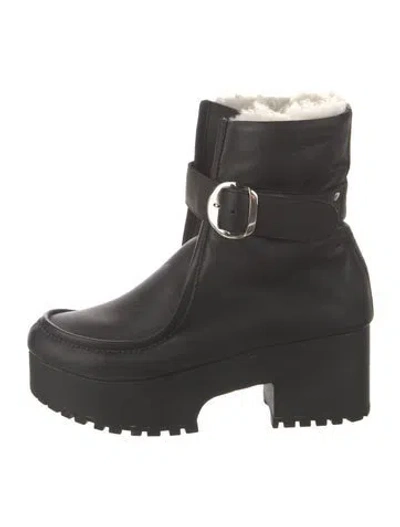 Pre-owned Rachel Comey Leather Fur Trim Boots In Black