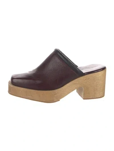 Pre-owned Rachel Comey Leather Leather Trim Embellishment Mules In Burgundy