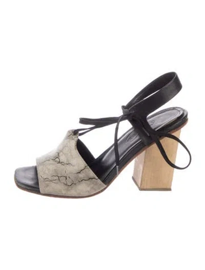 Pre-owned Rachel Comey Leather Printed Slingback Sandals In Blue