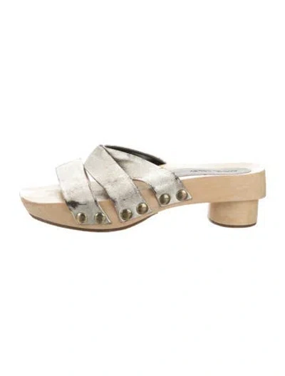 Pre-owned Rachel Comey Leather Slides In Metallic/silver