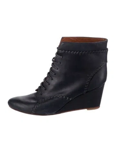 Pre-owned Rachel Comey Leather Whipstitch Trim Lace-up Boots In Blue
