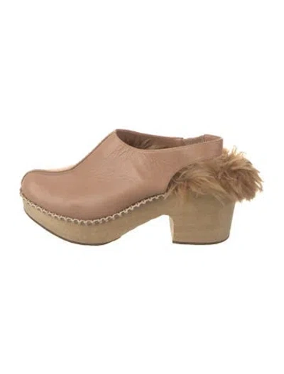 Pre-owned Rachel Comey Leather Whipstitch Trim Mules In Neutral