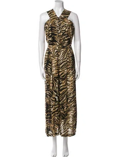 Pre-owned Rachel Comey Linen Animal Print Jumpsuit In Multi