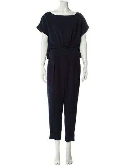 Pre-owned Rachel Comey Linen Bateau Neckline Jumpsuit In Blue