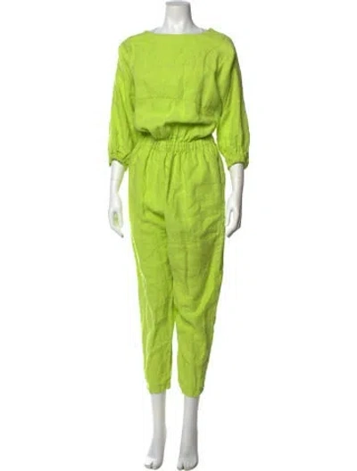 Pre-owned Rachel Comey Linen Bateau Neckline Jumpsuit In Green