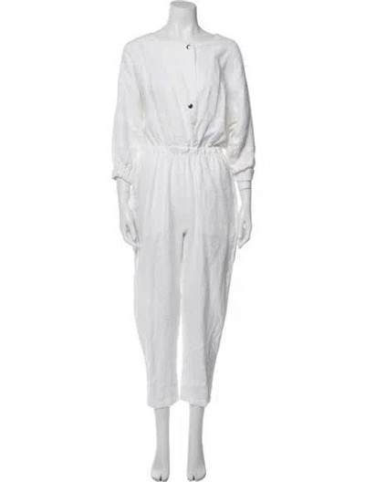 Pre-owned Rachel Comey Linen Bateau Neckline Jumpsuit In White