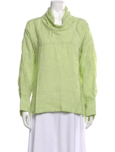 Pre-owned Rachel Comey Linen Cowl Neck Top In Green