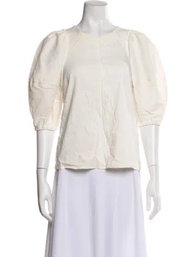 Pre-owned Rachel Comey Linen Crew Neck Blouse In White