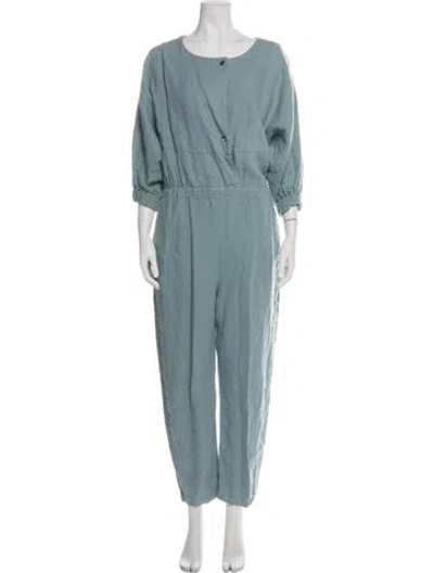 Pre-owned Rachel Comey Linen Crew Neck Jumpsuit In Green