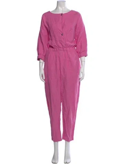 Pre-owned Rachel Comey Linen Crew Neck Jumpsuit In Pink