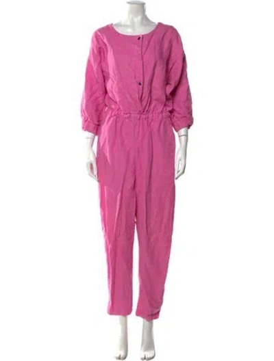 Pre-owned Rachel Comey Linen Crew Neck Jumpsuit In Pink