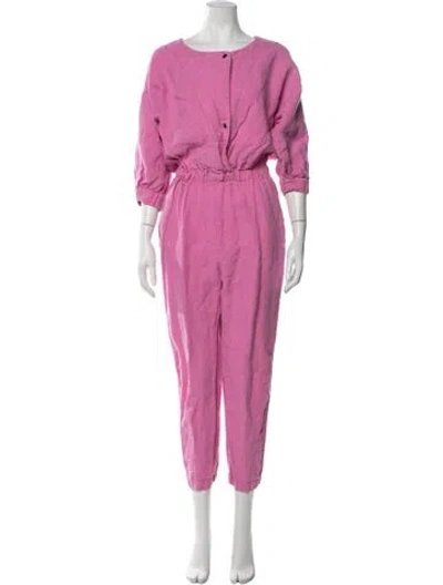 Pre-owned Rachel Comey Linen Crew Neck Jumpsuit In Pink