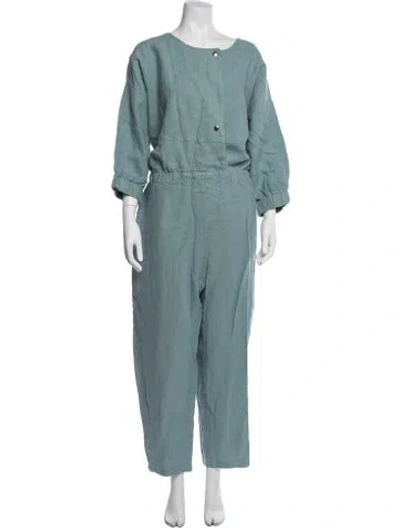 Pre-owned Rachel Comey Linen Crew Neck Jumpsuit W/ Tags In Blue
