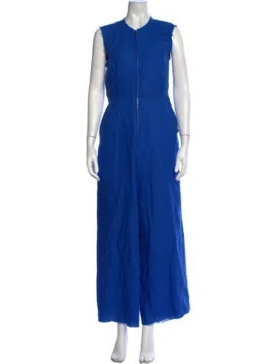 Pre-owned Rachel Comey Linen Crew Neck Jumpsuit W/ Tags In Blue
