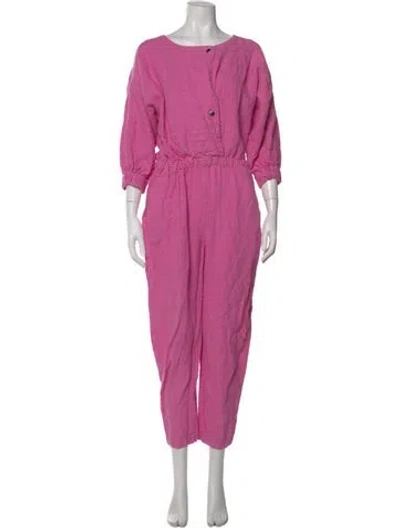 Pre-owned Rachel Comey Linen Crew Neck Jumpsuit W/ Tags In Pink