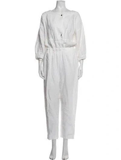 Pre-owned Rachel Comey Linen Crew Neck Jumpsuit In White
