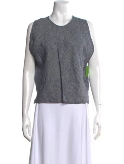 Pre-owned Rachel Comey Linen Crew Neck Top W/ Tags In Blue