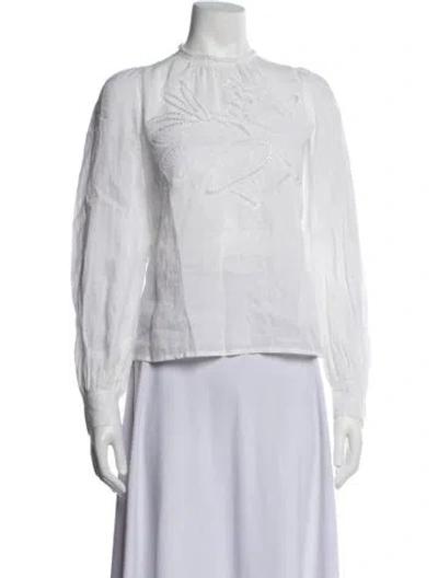 Pre-owned Rachel Comey Linen Long Sleeve Blouse In White