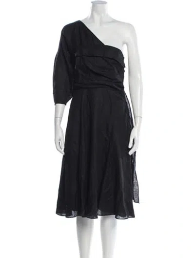 Pre-owned Rachel Comey Linen Midi Length Dress In Black