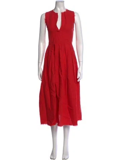 Pre-owned Rachel Comey Linen Midi Length Dress In Orange