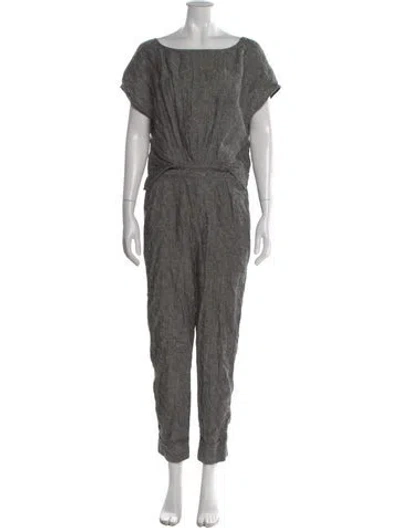 Pre-owned Rachel Comey Linen Patterned Jumpsuit In Gray