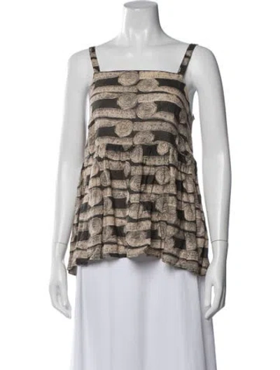Pre-owned Rachel Comey Linen Patterned Top In Brown