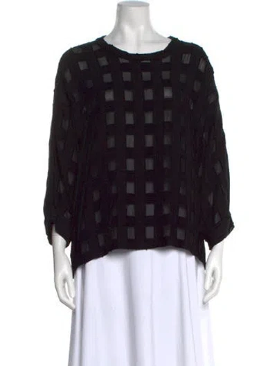 Pre-owned Rachel Comey Linen Plaid Print Blouse In Black